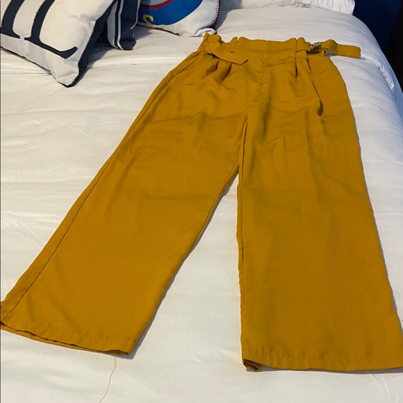 yjk Pants - Elegant Mustard Wide-Leg Women's Pants
